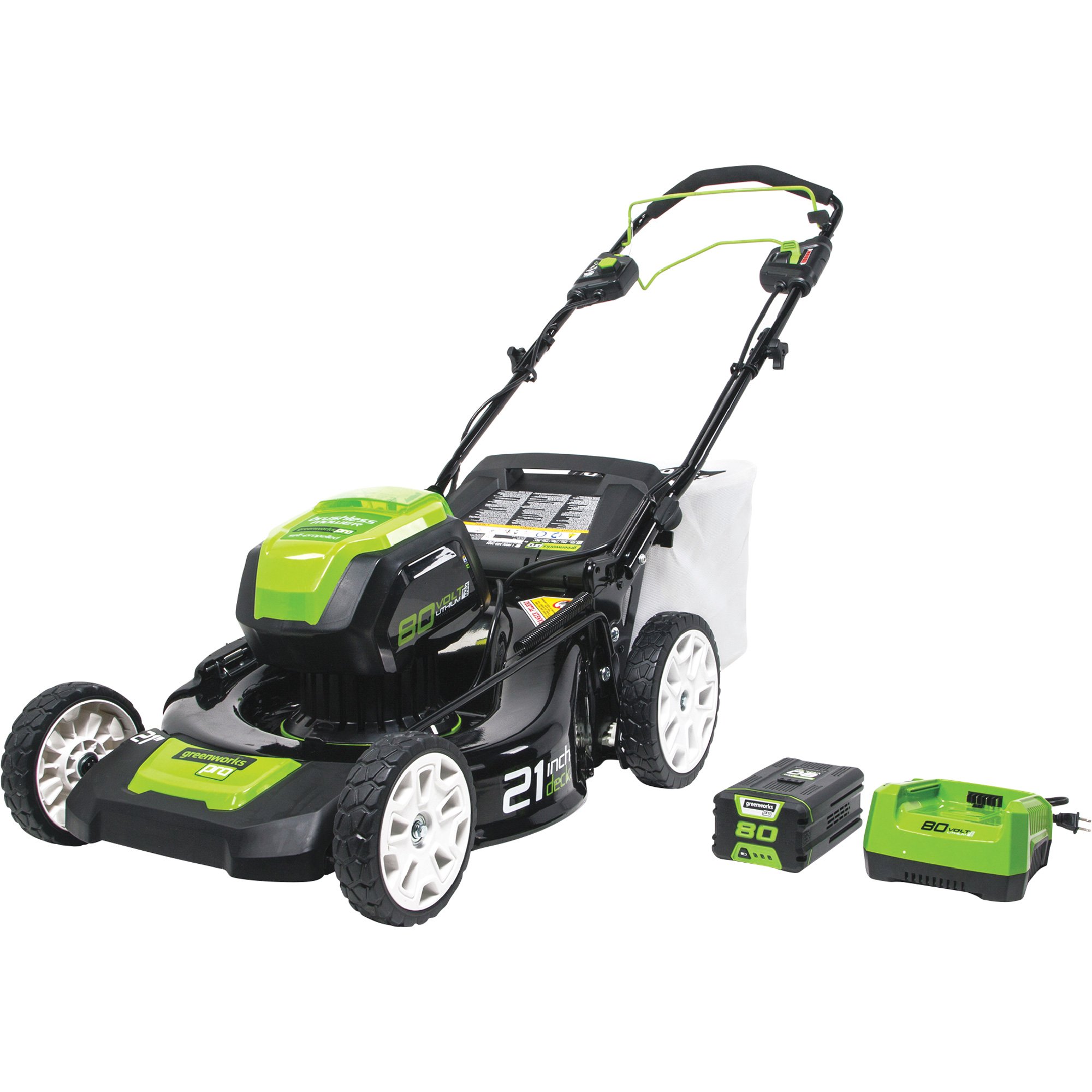 Greenworks Self-Propelled Push Lawn Mower — 80 Volt Brushless Motor, 21in. Deck, Model# MO80L510